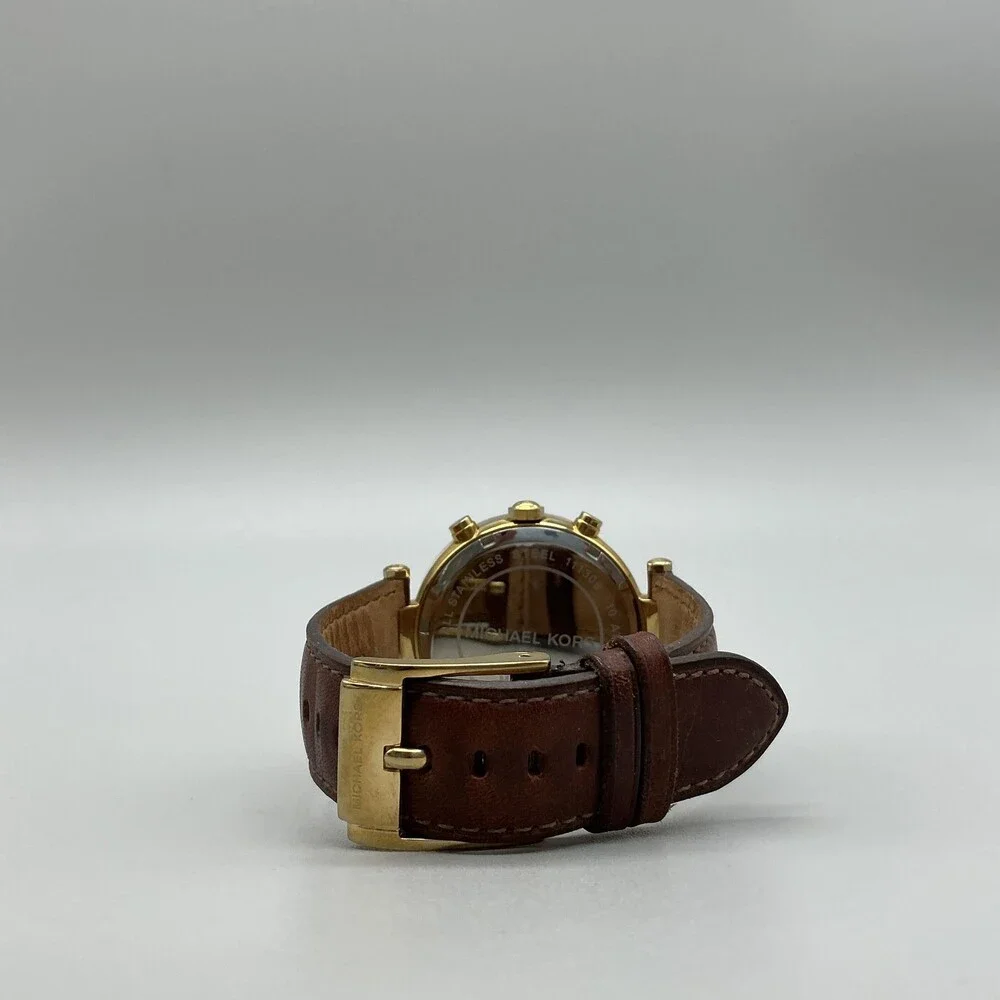 Michael Kors Parker MK-2249 Womens Watch 39mm Gold Tone Chronograph New Battery